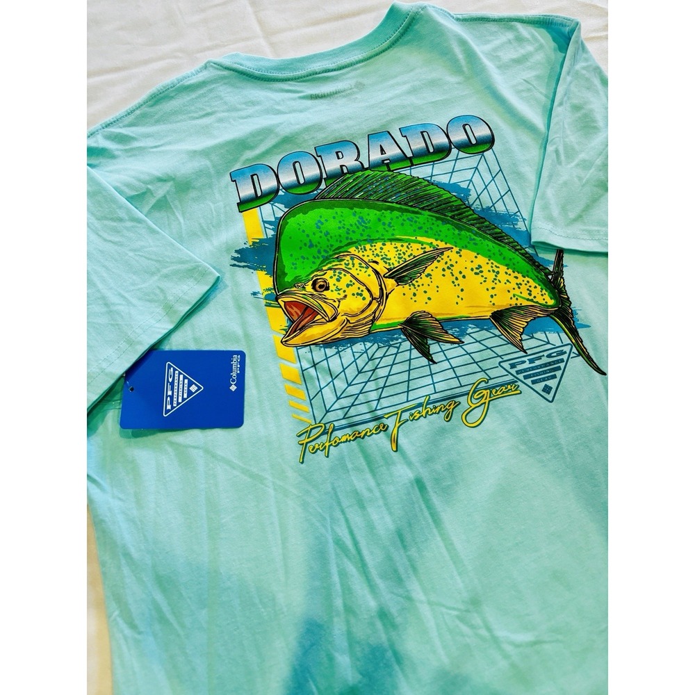 New!‎ Men's Columbia PFG Dorado Blue Short Sleeve Shirt